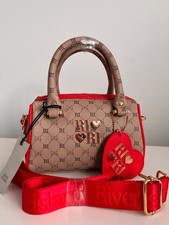 River Island small mini Brown and Red Monogram Bowler shoulder  bag NEW