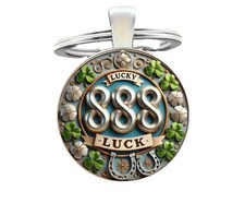Lucky 888 Pendant Charm Clover Horseshoe Good Luck Necklace Gift Amulet