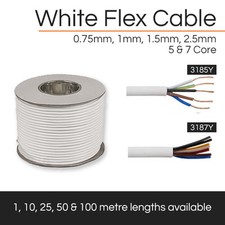 WHITE FLEXIBLE CABLE 5 CORE - 7 CORE MULTICORE FLEX 0.75MM - 2.5MM 1M - 100M