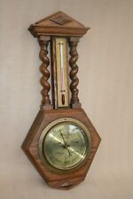 BEAUTIFUL SOLID OAK AND BRASS SHORT & MASON BAROMETER
