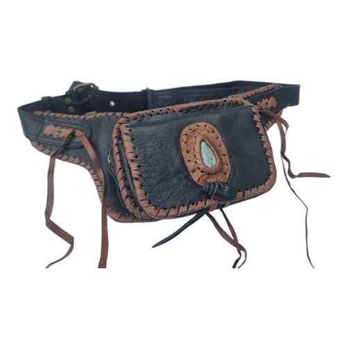Leather bum bag - leather, vintage