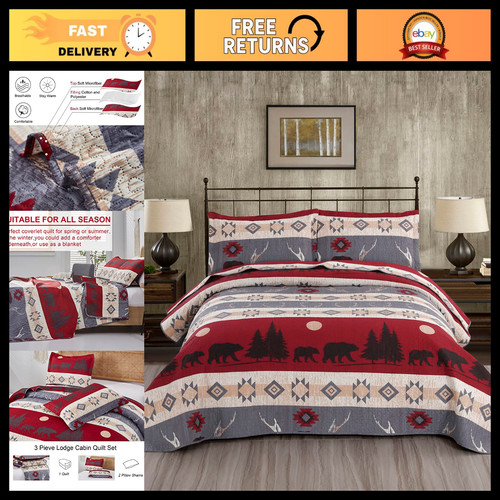 Rustic bear quilt set - bear,