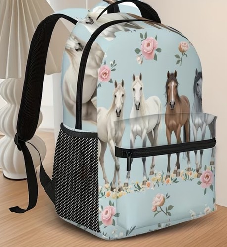 Horse print blue - print, backpack