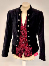 Joe Browns Gothic Military Style Black Velvet Jacket. Size 14. UNWORN + tags