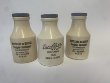 3 X Antique Herb Spice Jars With Lids Escoffier Moutarde De Maille Mustard Pots
