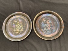 A Pair of Vintage Johnnie Walker Whisky Copper Trays 13" Round 