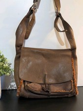Womens Russell & Bromley Brown Leather Shearling Messenger Bag