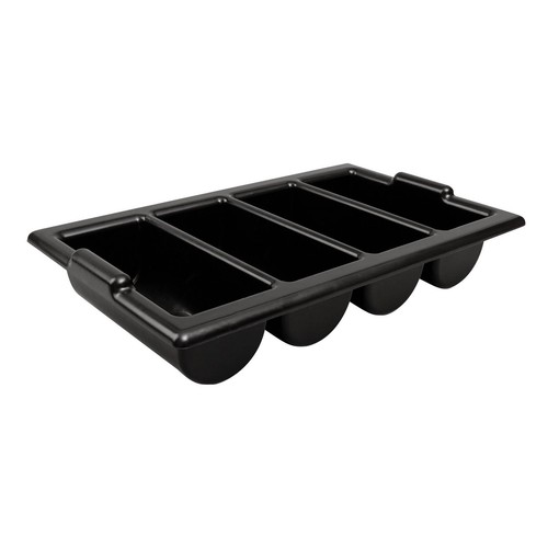 Black plastic cutlery tray - plastic, 13"