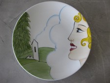 Brian Wood Art Deco Girl Hand Painted Prototype 26cm Plate Signed Deborah Wood