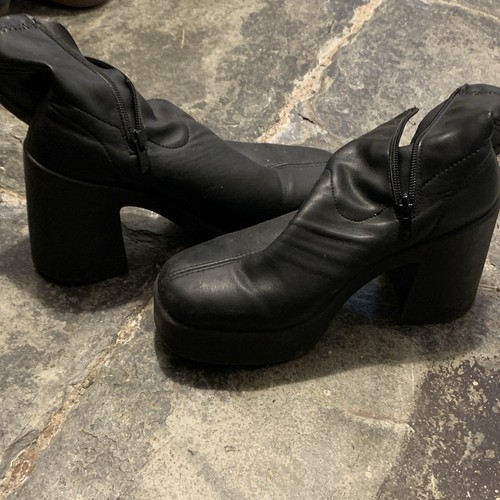 Women black leather ankle - black,