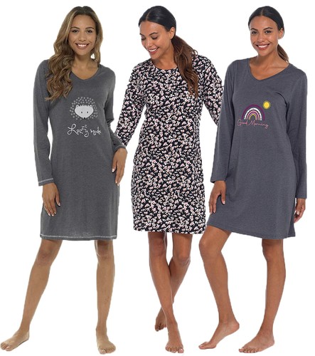Ladies long sleeve nightie - long,