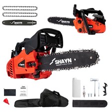 SHAYN Top Handle Petrol Chainsaw 25.4cc 10" Topping Limbing Free Cover + Chains