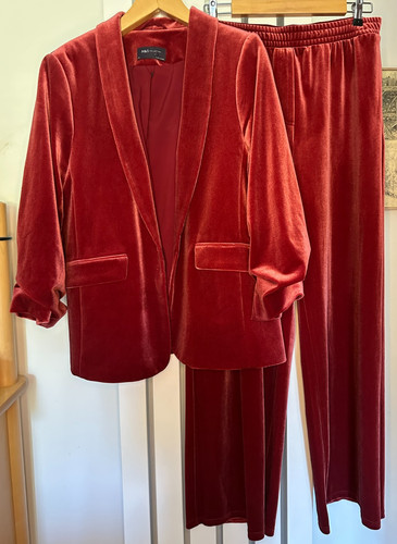 Trouser suit deep red - m&s,