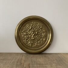 Vintage Lombard Rose Embossed Brass Wall Hanging Plate Rare Decor Design