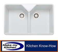 Rangemaster 800mm Double Bowl Ceramic Farmhouse Belfast Sink