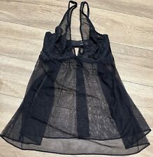 Victoria's Secret Sheer Rare Black Lace Babydoll Sexy Lingerie Nightwear 32D