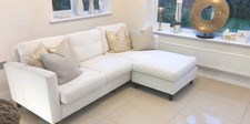 Cream Elegant Sofa With Detachable Footstool