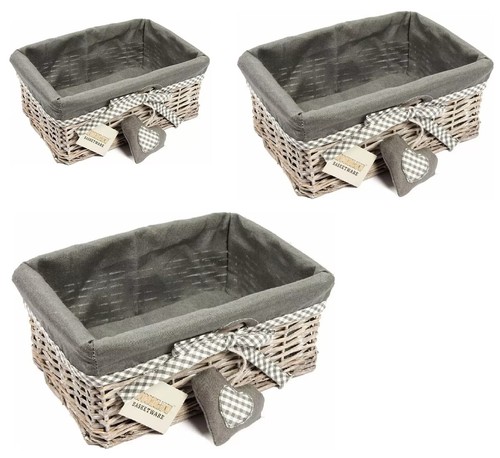 Grey wicker storage basket - grey,
