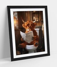 HIGHLAND COW ON TOILET FUNNY