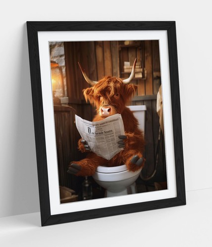Highland cow toilet - on,