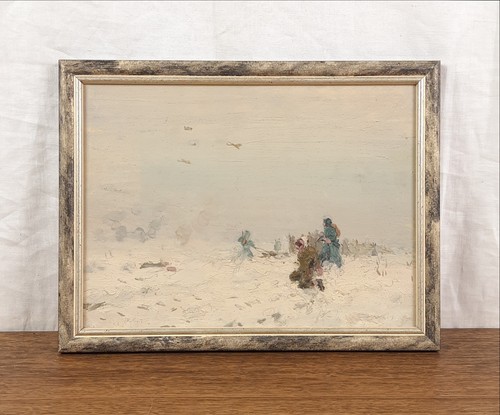 Vintage war scene oil painting - war,