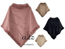 Women's Winter Poncho Faux Fur