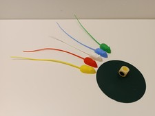 Mousie Mousie Game • Spare Parts • Dice • Mat • Blue Green Red White Yellow Mice