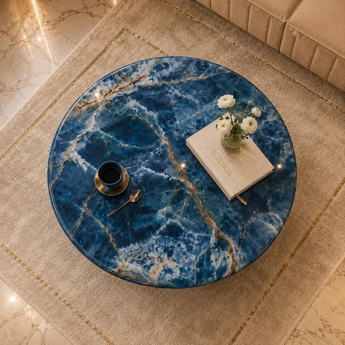 Blue onyx coffee table - blue,