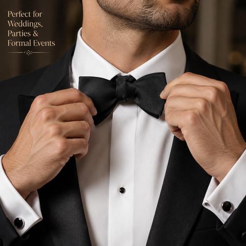 Mens black satin - black, tie