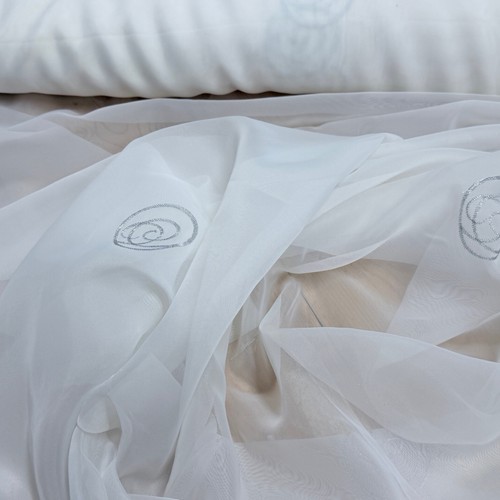 Embroidered off white voile - white,