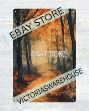 Amber Path Tin Sign Autumn