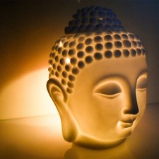 Thai Buddha Oil Burner Buddah Head Wax Melts Ornament Spa Ceramic Candle Light