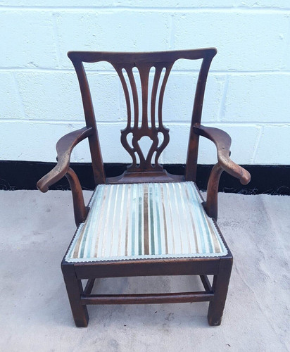 Georgian oak open armchair - georgian,