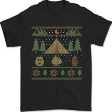 Christmas Camping Xmas Tent Funny Mens T-Shirt 100% Cotton