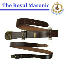 Sam Brown Belt Shoulder Strap Sword Frog  Sword Knot  Brass buckle Brown Leather