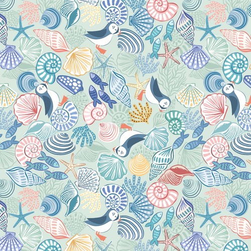 Puffin fabric seas the - seas, day