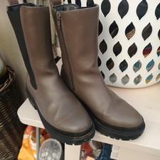 TU Brown almost mid calf Boots Size 4  good Cond Faux Leather khaki brown 