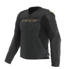 Dainese Racing 5 Black/Gold Sports Touring Urban Leather Motorcycle Jacket EU...