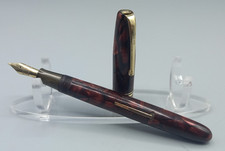 Vintage c.1940/50's Burnham No. 60 Marbled Burgundy GP Trim 14k Nib VGC GWO