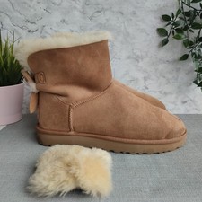 Ugg Mini Bailey Fluff Bow Boot. UK Size 8, EU 41. Chestnut 
