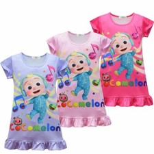 Kids Girls Cocomelon Nightdress Pyjamas Short Sleeve Nightie Pajamas Sleepwear