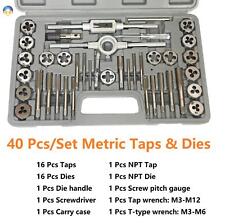 40pcs Metric Wrench Tap And Die Set M3-M12 Standard Engineers Kit & Storage Case