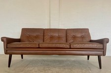 VINTAGE DANISH  RETRO SVEND SKIPPER  3 PERSON SOFA IN CHESTNUT BROWN  LEATHER