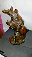 Vintage Priory Castings Large Brown Resin Jockey and Horse 