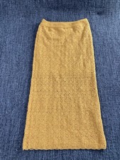 Zara Mustard Yellow Crochet Lace Knit Midi Skirt – Size S – nwt