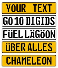 Pair of German number plate replica show any text or name plates