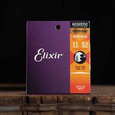 Elixir Nanoweb Phosphor Bronze 11-52 Acoustic Guitar Strings