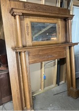 Antique Wooden Oak Fireplace