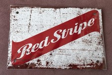 Red Stripe Metal Sign Plaque