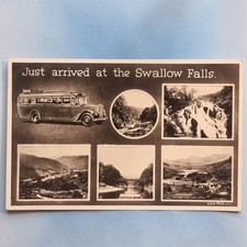 Bettws-Y-Coed Clywd Postcard 1932 Real Photo Old Bus Charabanc Swallow Falls
